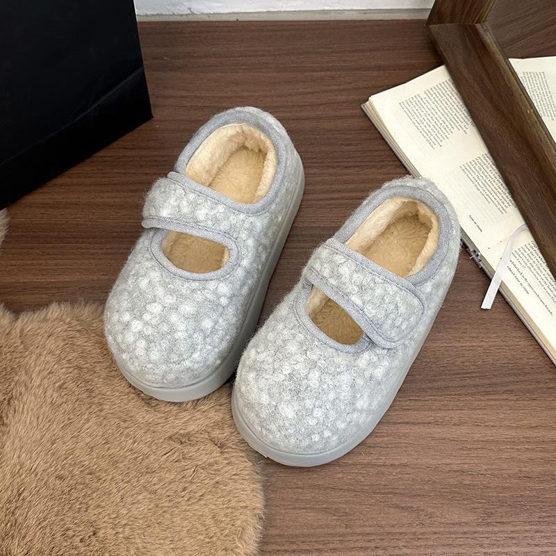 

2025 осень и зима новая односложная обувь Мао Мао, модная и универсальная, на толстой подошве, увеличивающая рост, повседневная теплая хлопковая обувь 41 синий