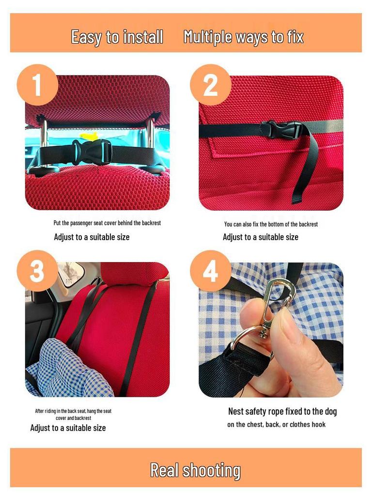 Anti-Fall Dog Car Seat & Bed - Dirt-Resistant, Anti-Ankle Sprain Cushion for Cats & Dogs