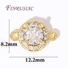 18K Gold Plated Round Charms Connector For Jewelry,Luxury Zircon Crystal Pendant Charm For Earrings Making DIY Accessories