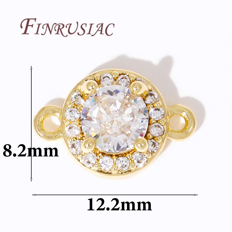

18K Gold Plated Round Charms Connector For Jewelry,Luxury Zircon Crystal Pendant Charm For Earrings Making DIY Accessories 2 pieces