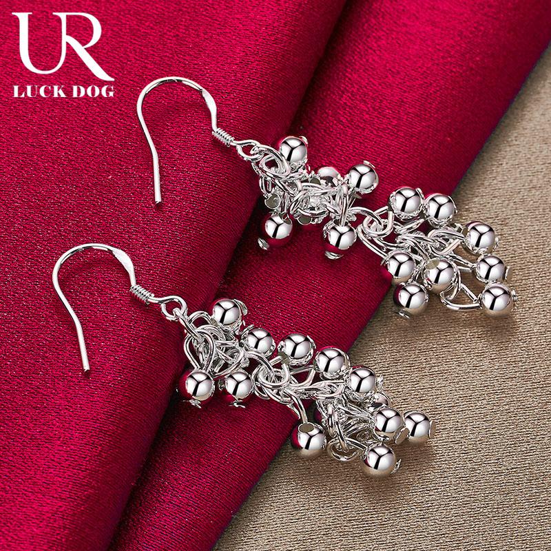 Cercei piercing cu bile din argint sterling 925 neted, mărgele de struguri, bijuterii de nuntă la modă