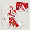 Small Santa Slide Toy Playful Roller Coasters Toy with Snowman LED Flashing Light Music Fun Santa Stair Climbing Toy