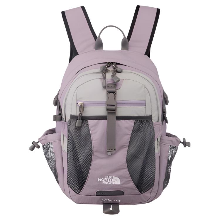 The North Face 18L Color Block Design Nylon Backpack Outdoor Bag Unisex backpack Gray Lavender NM2DR07K Gray lilac color