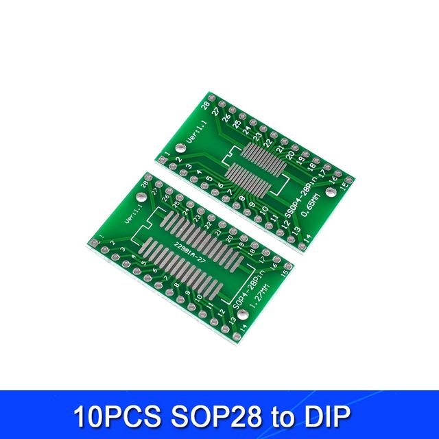 10pcs PCB Board Kit SMD Turn To DIP Adapter Converter Plate SOP MSOP SSOP TSSOP SOT23 8 10 14 16 20 28 SMT To DIP