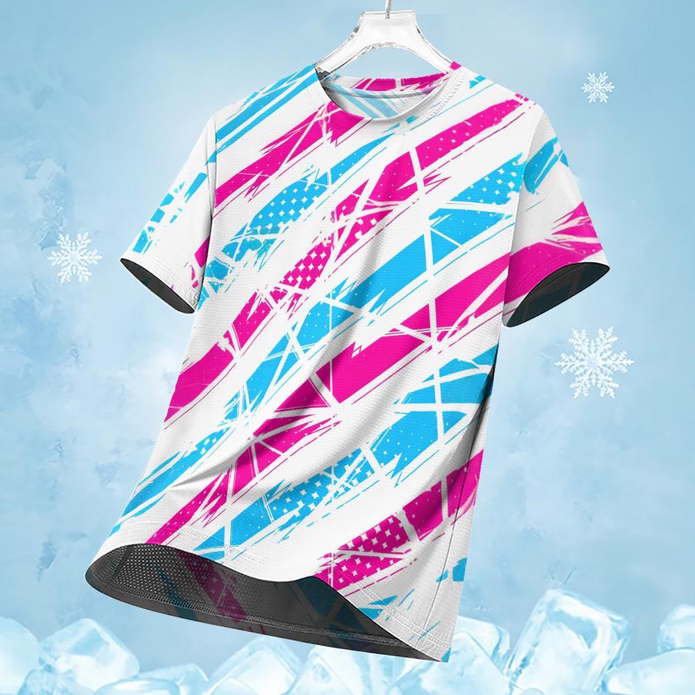 Męski T-shirt Drukowany 3D Koszulki Sportowe do Biegania Wielokolorowy Patchworkowy Drukowany T-shirt Oddychający Szybkoschnący Sportowy Top z Krótkim Rękawem