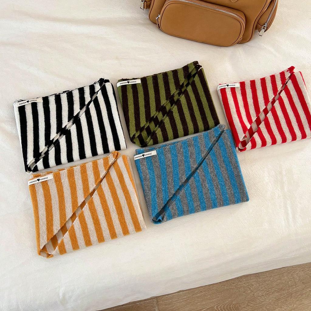Triangle Scarf Striped Shawl Headscarf Knitted Women's Korean Multi-functional Small Scarf