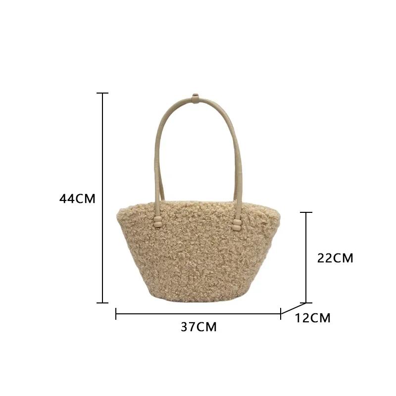 Luxury Faux Lamb Wool Tote Bag Winter Plush Handbag for Women Trendy Large Capacity Soft Fleece Shoulder Bag