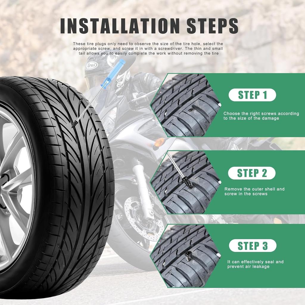 35 Pcs Tire Repair Rubber Nail Self Tapping Tire Repair Screws Kit For Trucks Motorcycles Cars And Other Vacuum Tire Vehicles