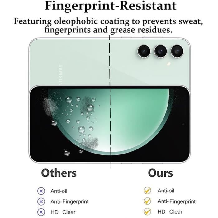 Verre Trempé Intégral pour Samsung Galaxy S23 FE, Pack de 3 Vitres Noir Anti-Rayures