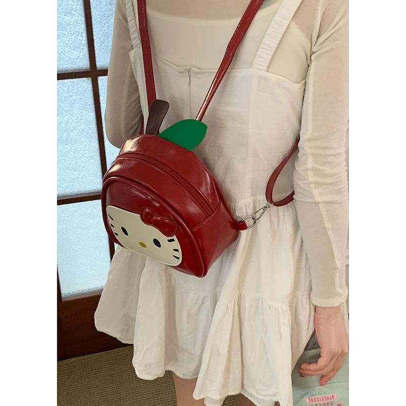 

Korean version of cute cartoon cat casual small backpack bag women s 2025 new fashionable red backpack student schoolbag червоний