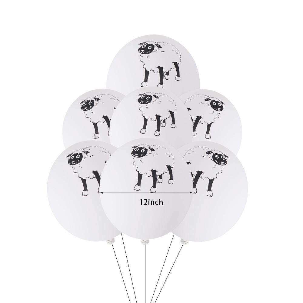10pcs 12inch White Sheep Latex Balloons Inflatable Animal Balloons Sheep Print Balloon  Home Decor