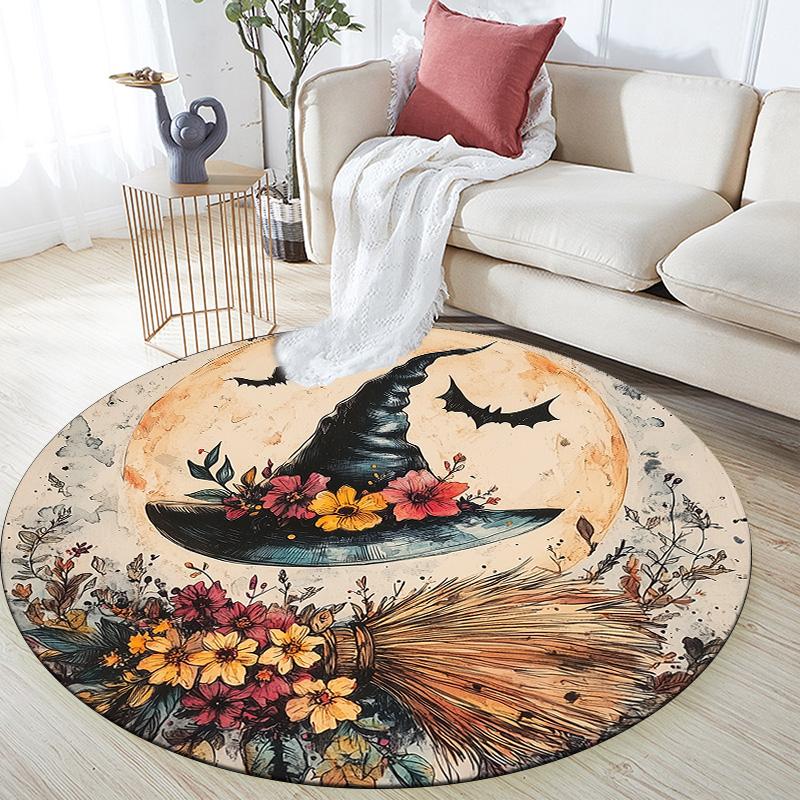 Witch Hat,Round Area Rug,Carpet Rug for Living Room Bedroom Sofa Playroom Decor,Non-slip Floor Mat