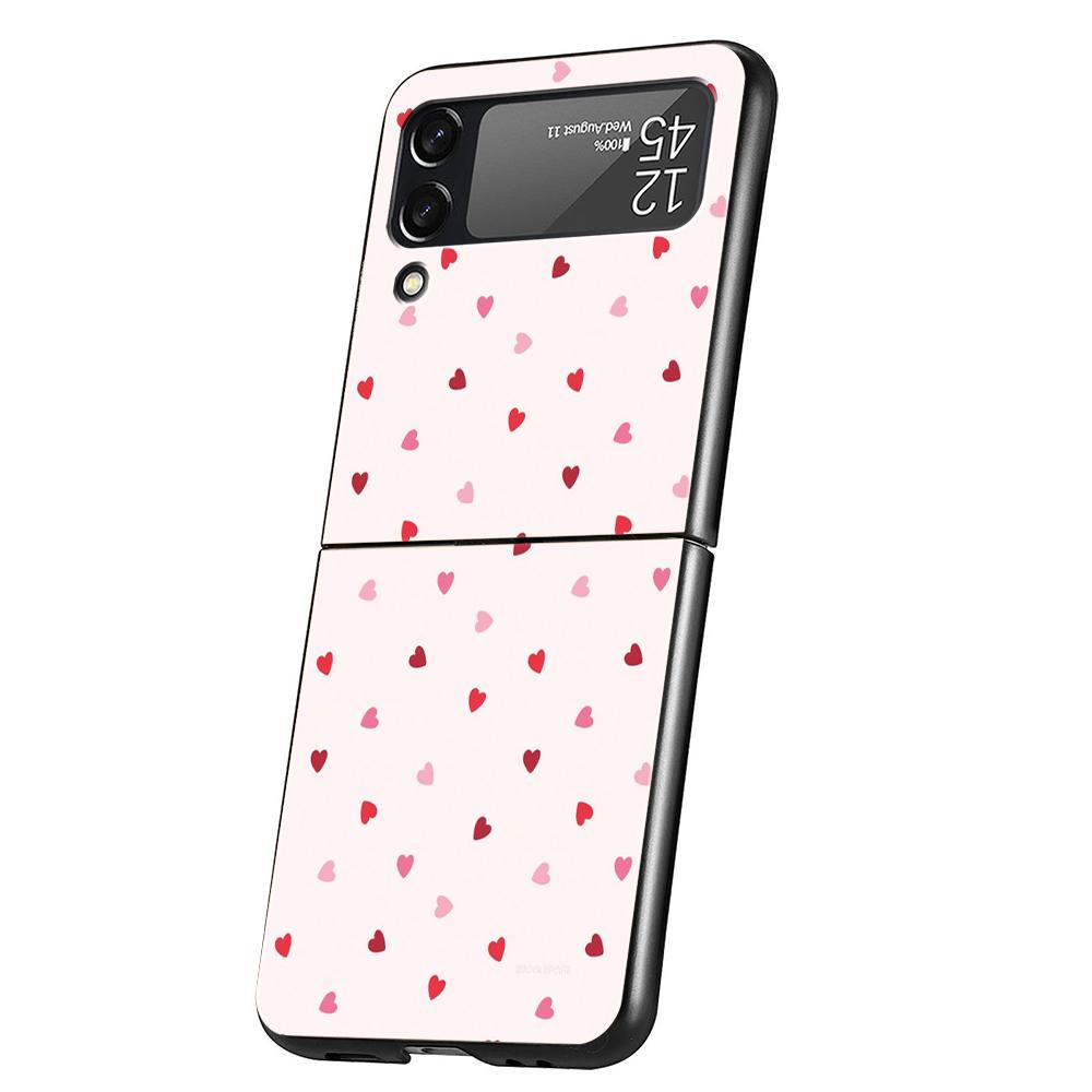 Love Heart Phone Case For Samsung Galaxy Z Flip 3 4 5 6 7 Hard Black Folding PC For Samsung Z Flip3 Flip4 Flip5 Cover