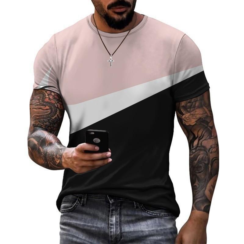 Fashionable men's round neck casual sports short sleeved shirt