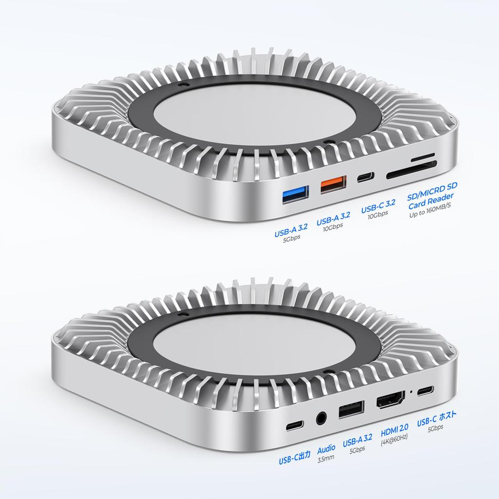 Mac Mini M4 Compatible Hub Hub SSD Expansion HDMI 4K 60Hz Data Port Card Slot Headphone Jack Port for 2024 Mac Mini Pro USB-C 10-in-1 -NVMe USB-C