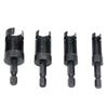 4 Pieces Multifunctional Wood Plug Cutter Drill Bit Set Carbon Steel Woodworking Chamfer Drill Bits 6mm/ 10mm/ 13mm/16mm