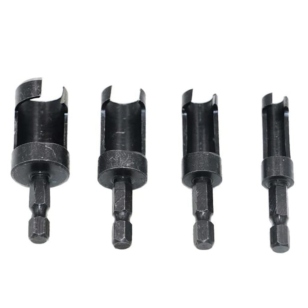 4 Pieces Multifunctional Wood Plug Cutter Drill Bit Set Carbon Steel Woodworking Chamfer Drill Bits 6mm/ 10mm/ 13mm/16mm