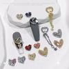 Heart Chain Tassel Alloy Nail Art Jewelry Stickers with Zircon Accents