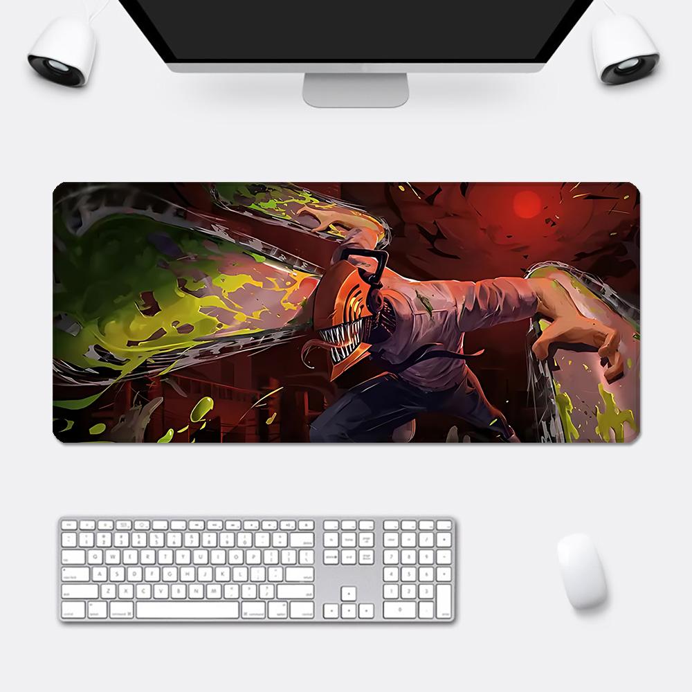 Anime Chainsaw Man Mauspade HD-Druck Computer-Gamer Verriegelungskante Rutschfestes Mauspade XXLxcm Tastatur PC Schreibtischunterlage