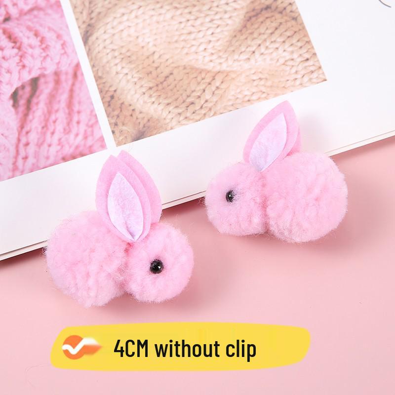 Furry Ball Plush Rabbit DIY Lantern Accessories - Cute Cartoon Hair Clip with Icelandic Wool for Kids, Mid-Autumn Festival.