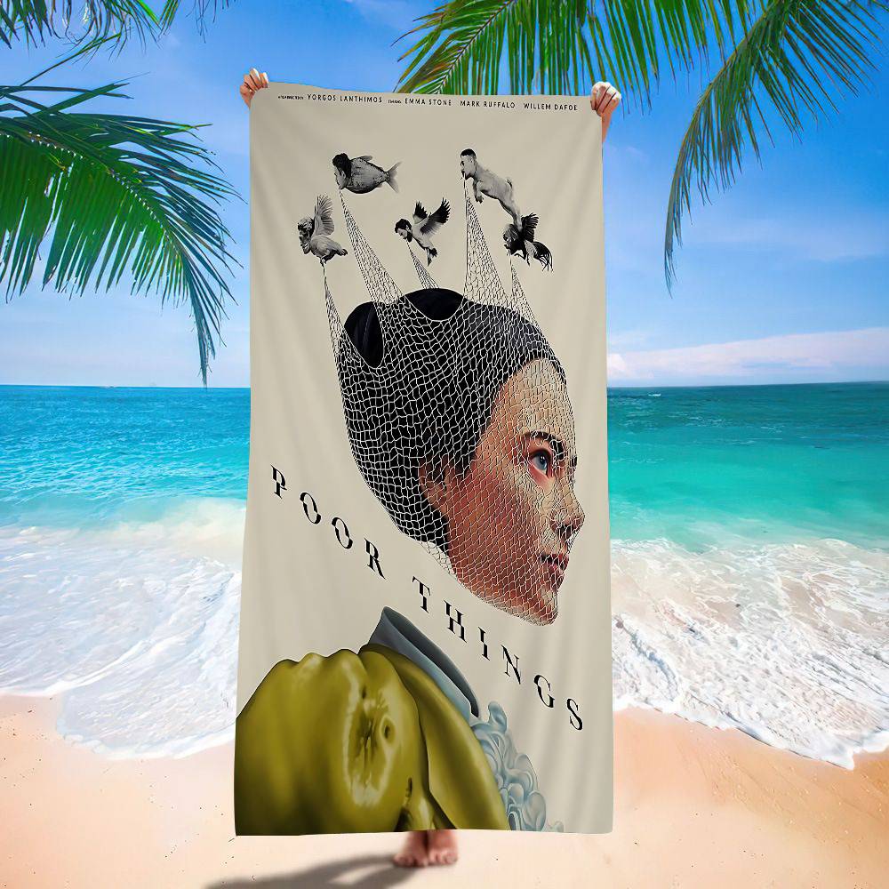 

1pc Movie P-Poor T-Things Microfiber Printed Beach Towel Mountain Climbing Yoga Beach Swimming Running Absorbent Soft Towel W30*H60(CM)