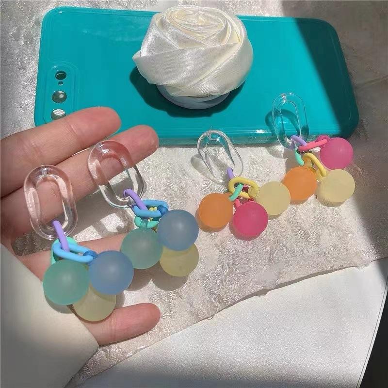 Dopamine Candy -Colored Fun Ball Earrings Summer Vacation Style Long Earrings Niche High -End Exaggerated Earrings