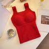 Winter Women Thermal Vest with Chest Pads Seamless German Velve Lining Fast Temperature Lock Heating Slim Fit Elastic Sleeveless Inner Wear Bottoming