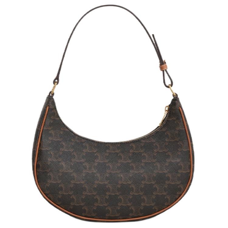 Celine Ava Classic Monogram Canvas Adjustable Shoulder Strap Leather Tote Bag Small Women Handbags Brown 193952BZJ-04LU
