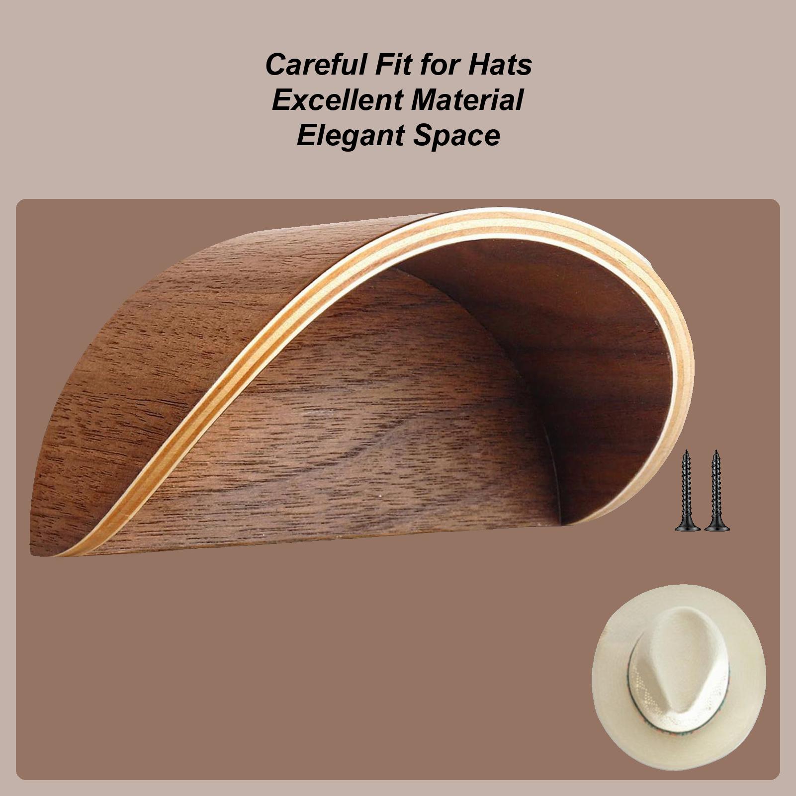Cowboy Curved Hat Rack Wooden Wall-Mounted Hanger Western Hat Organizer Damage-resistant Brim Design Keep Hat Shape