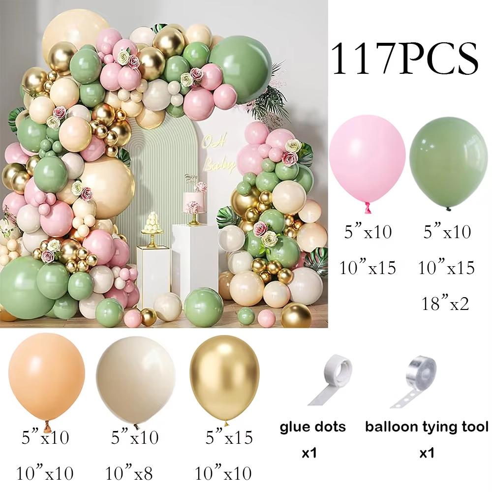 Green Balloons Arch Sage Green White Sand Gold Confetti Latex Ballon Garland Birthday Party Wedding Graduation Decoration Globos