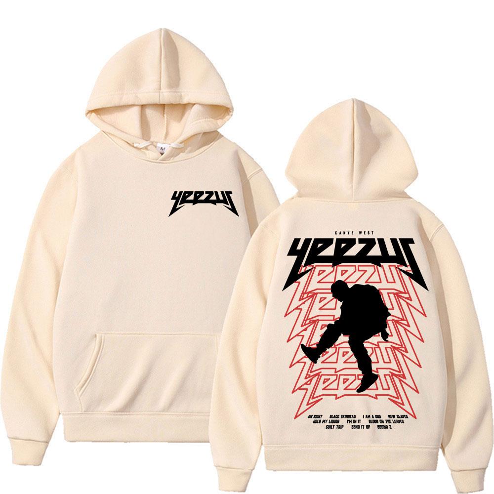 Rapper Kanye West Yeezus Tour Album Merch Hoodie Men Clothing Hip Hop Harajuku Sweatshirt Unisex Casual Fleece Hoohed Streetwear