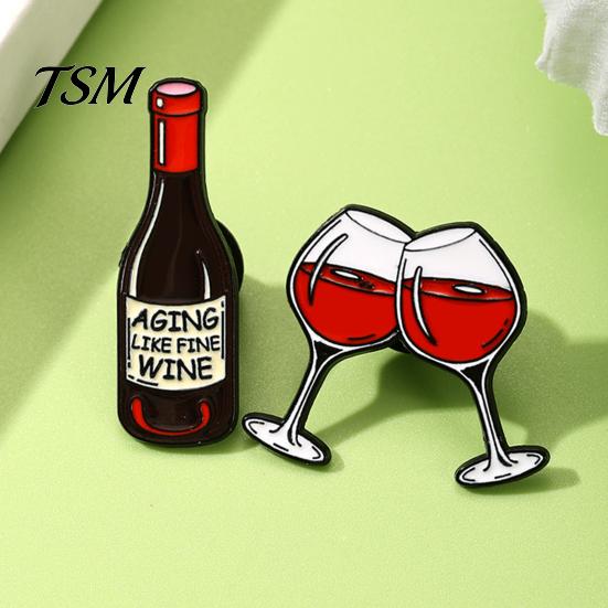 Brooch Accessories Enamel Wine Bottle Metal Brooch, Oil Dripping Glass Lapel Pin, Sweater Cardigan Coat Suit Scarf Decor, Men Women Clothing
