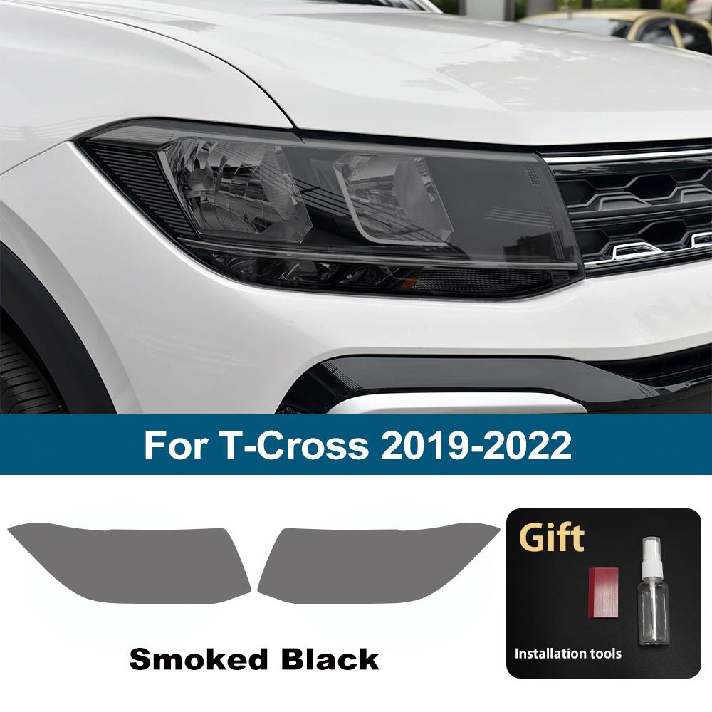 

Затемненная черная предварительно вырезанная защитная пленка для фар автомобиля, устойчивая к царапинам, высокоглянцевая автомобильная виниловая пленка для Volkswagen T-Cross 2019-2022 For T-Cross SMK