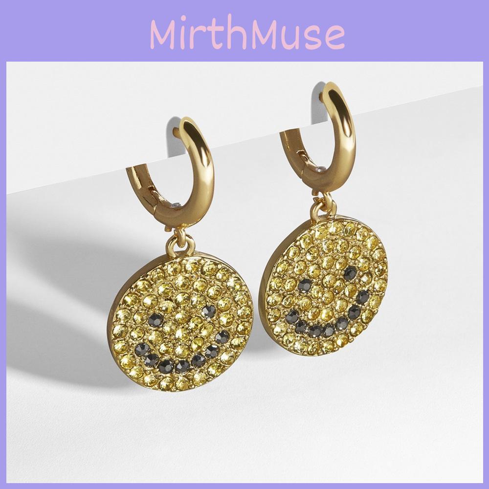 Trendige Europäische Stil Übertriebene Vergoldete Runde Smiley Ohrringe Gesicht