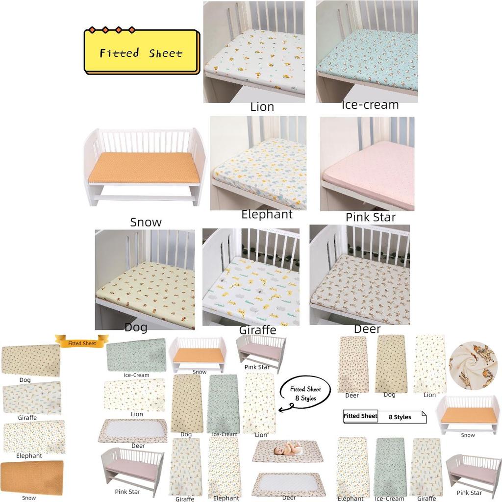 Multi-piece Baby Crib Bedding Set, Four-season Use, Pure Cotton Fabric, Available In Multiple Cute Designs