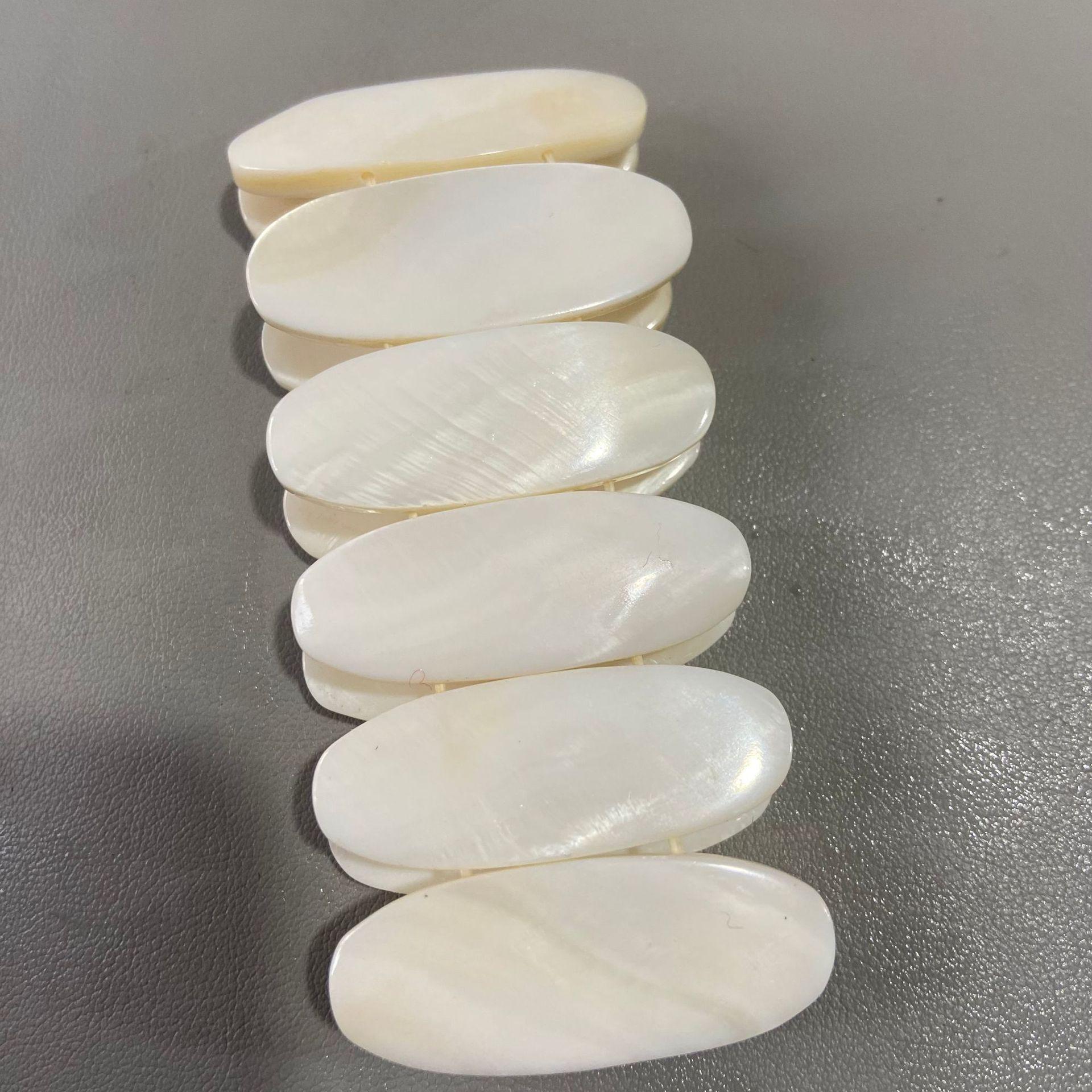 Oval Oxford Shell Bracelet: Large Irregular Natural Beaded DIY Jewelry Accessory