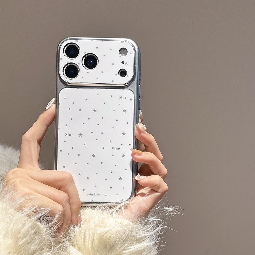 

Glitter Full-Screen Cute Stars Electroplated Silver Bling Phone Case for iphone 17pro 17 Promax 14 15 16 Promax Protector Cover iPhone 14