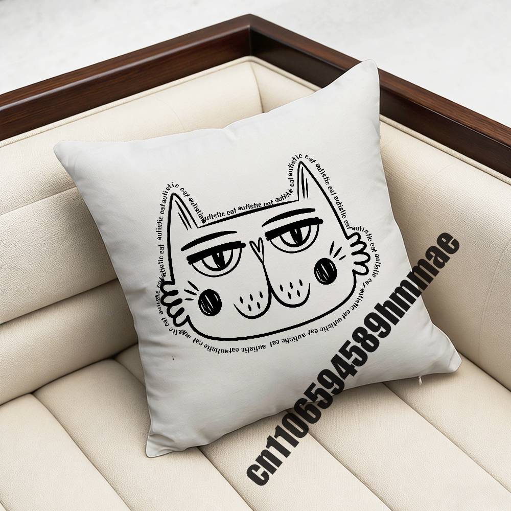 For Autistic Cat Autism Puzzle Throw Pillow Case Sham Xcm Xcm Square Car Pillowcase Pad Cushion Cover