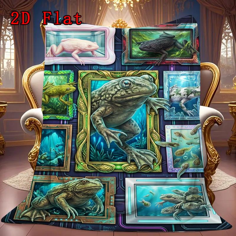Frog Evolutionary Showcase 2D Flat Pattern Flannel Blanket, High Quality All Seasons, Home Decor, Warmth and Comfort, Perfect for Christmas Gifts.