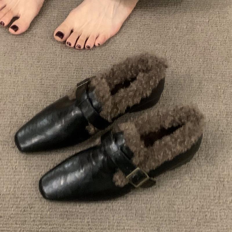 

Меховые лоферы Женские туфли на каблуке Модные хлопковые туфли для женщины Зимние сапоги Дизайнерские Зимние Теплые Элегантные Mujer De 38