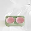 Eco-Friendly Elevated Dual Pet Bowl - Slanted Neck Support Cat & Dog Dish with Anti-Tip Base for Food and Water