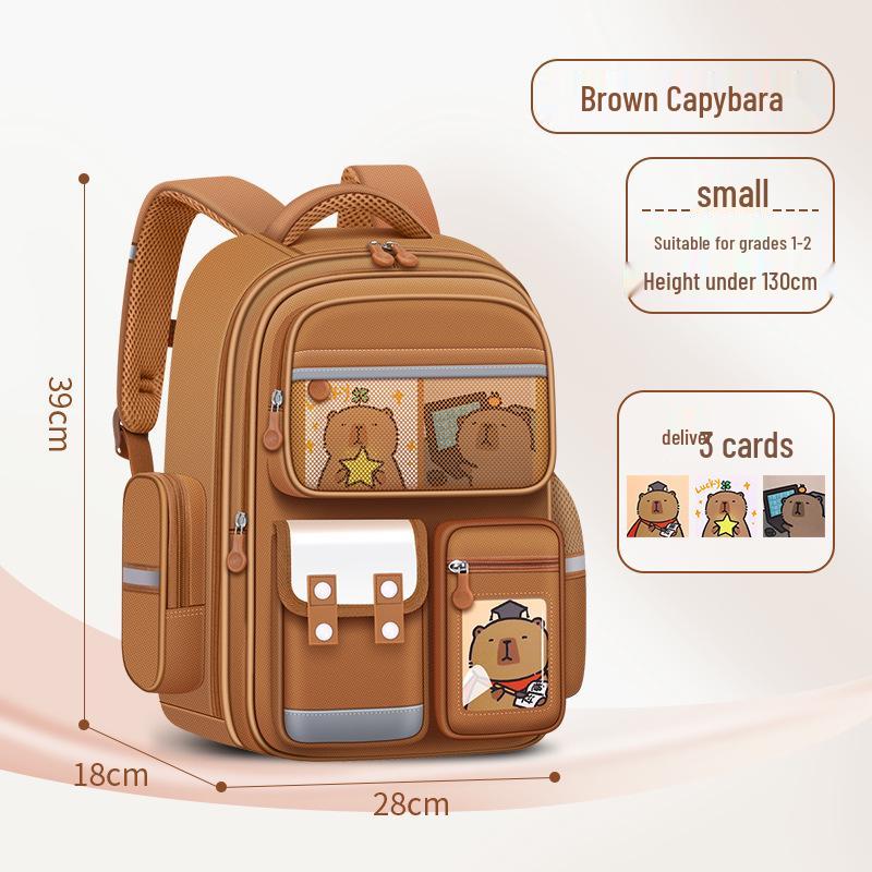 Capibara Spine Protection Backpack for Primary School Kids (Grades 1-6) - Anime Cartoon Design