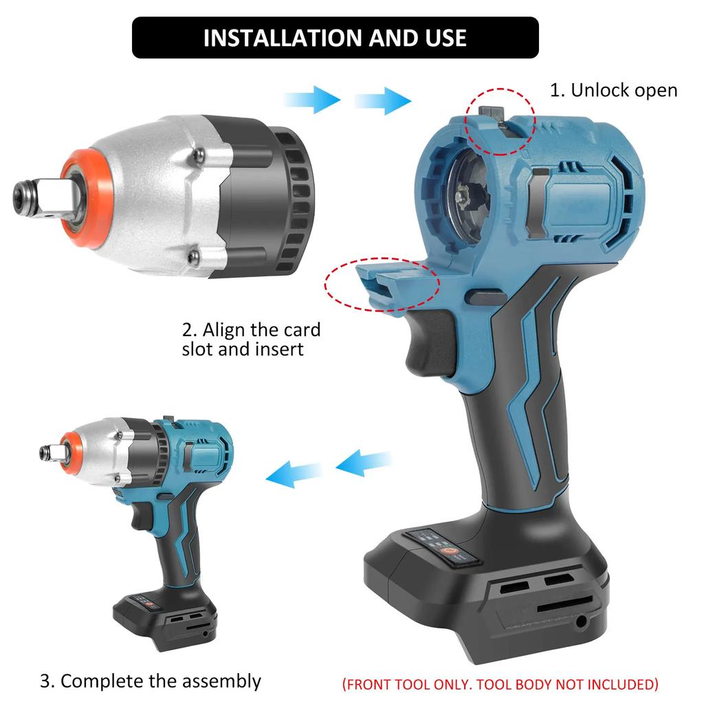 Electric Impact Wrench 2800r/min High-Torque Electric Impact Drill 1/4" 1/2" Double Chuck Cordless Powerful Tool Woodworking