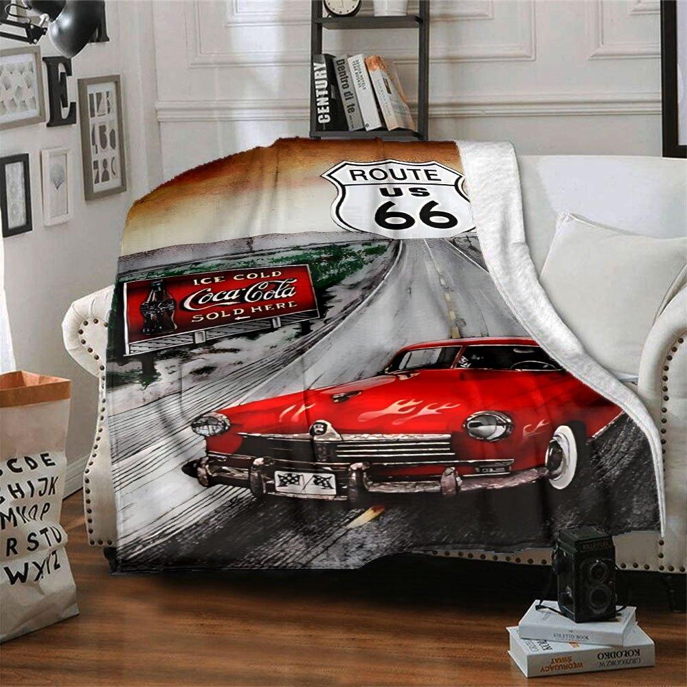 1pc Route 66 3 Blanket Soft Warm Throw for Home, Office, Travel All Season Cozy Bedding Gift, Office Cozy Accessory
