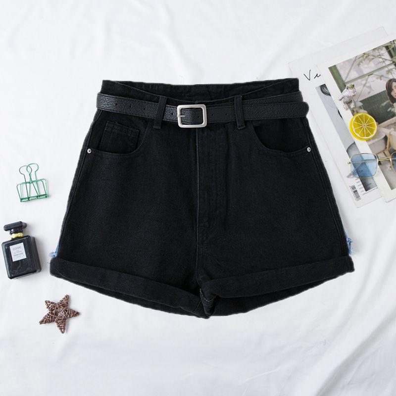 Women s 2025 Summer High-Waisted A-Line Denim Shorts - Casual, Slimming, Versatile Rolled-Up Hot Pants Large