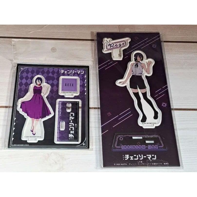 Used Chainsaw Man Reze Acrylic Stand Neon TSUTAYA Set of 2
