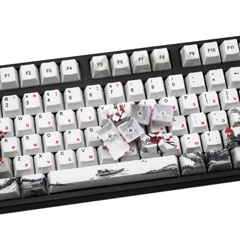 110 kláves OEM profil DYE-Sub Květinová švestka PBT Keycap Sublimační tisk s 1,75U 2U Shift 6,25U Mezerník