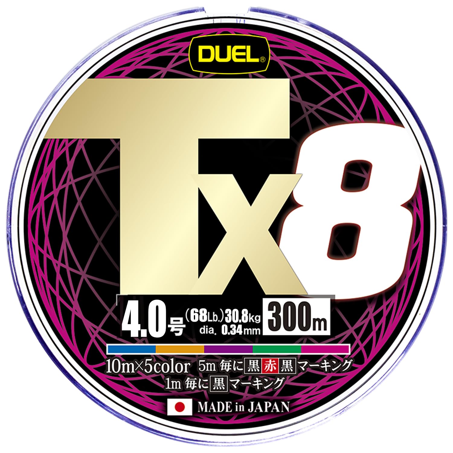 

DUEL PE Fishing Line Tx8 Fishing High High 5 Marking [Line, Tackle, Strength, Sensitivity, Long-Lasting] 4.0, 300m, Colors, 5-Color
