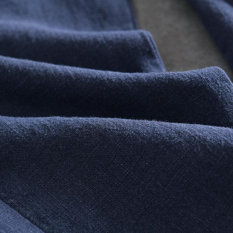 DuPont Fabric Pánské letní prodyšné bavlněné a lněné elastické kalhoty s rovnými nohavicemi