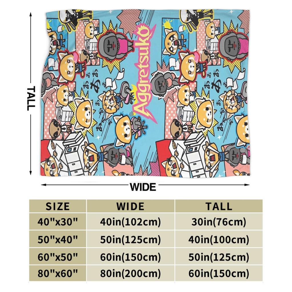 Cartoon Cute Aggretsuko Graffiti  Blanket Quality Warm Soft  Bedding Throws Winter Picnic Couch Chair Sofa Bed Graphic Bedspread